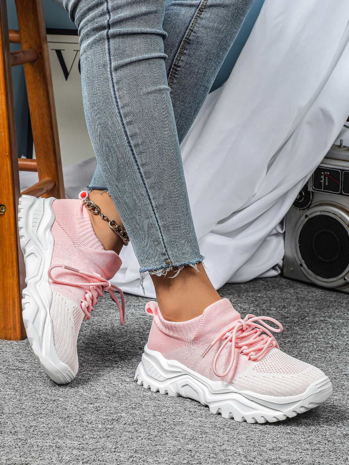 Color-blocked Unisex Casual Sneakers