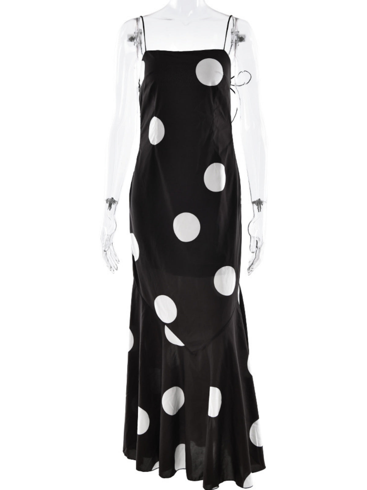 Polka Dots Camisoles Slim-fit Backless Maxi Dresses