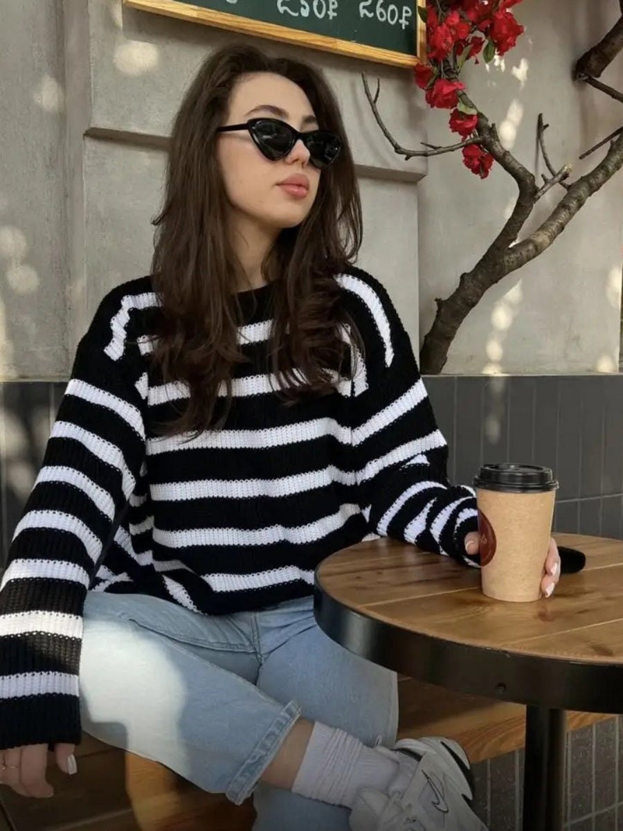 Liber Autumn women's plain solid color pullover long-sleeved sweater