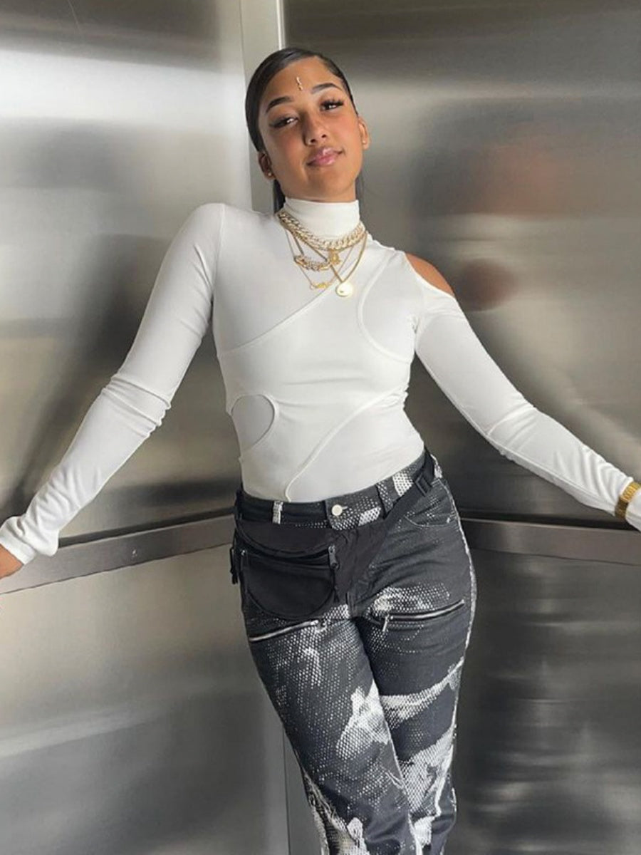 Liber Autumn Women's Splicing Solid Color Bodysuit