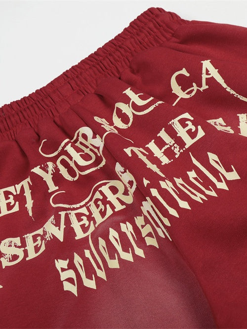 Letter Printed Machete Wide-leg Hip Hop Spray Dyeing Make Dirty Mopping Sweatpants