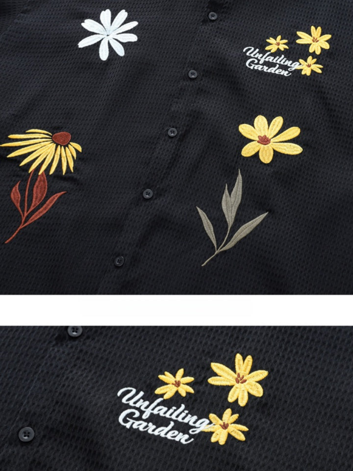 Retro Cityboy Flower Embroidery Shirts