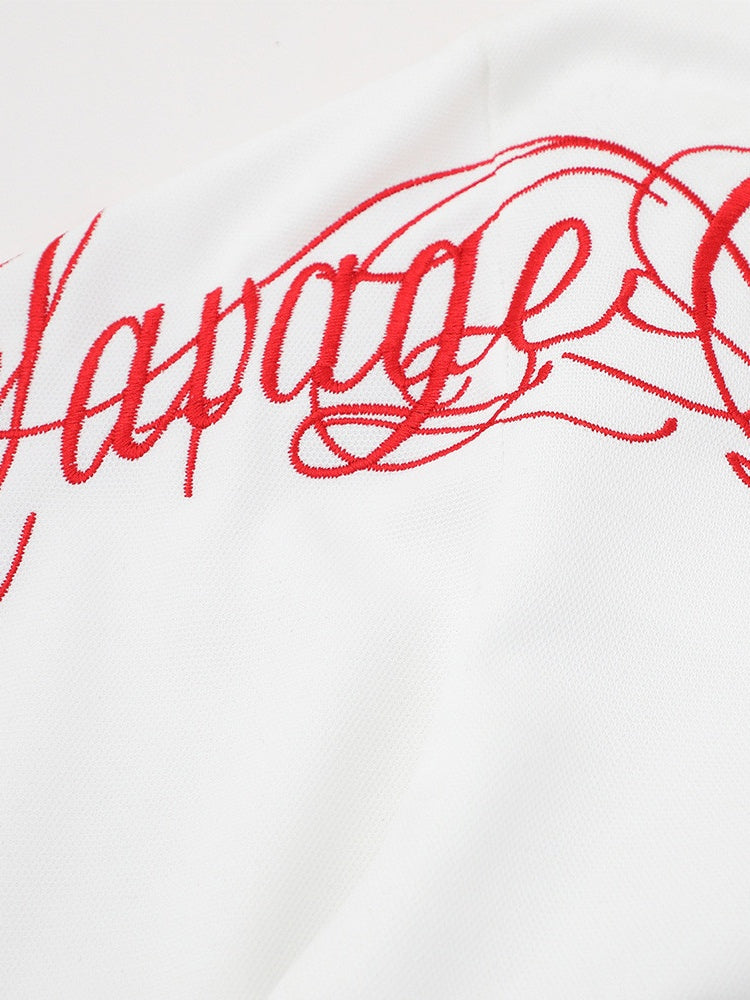 Graffiti Embroidery Letter Loose-fit POLO Shirt