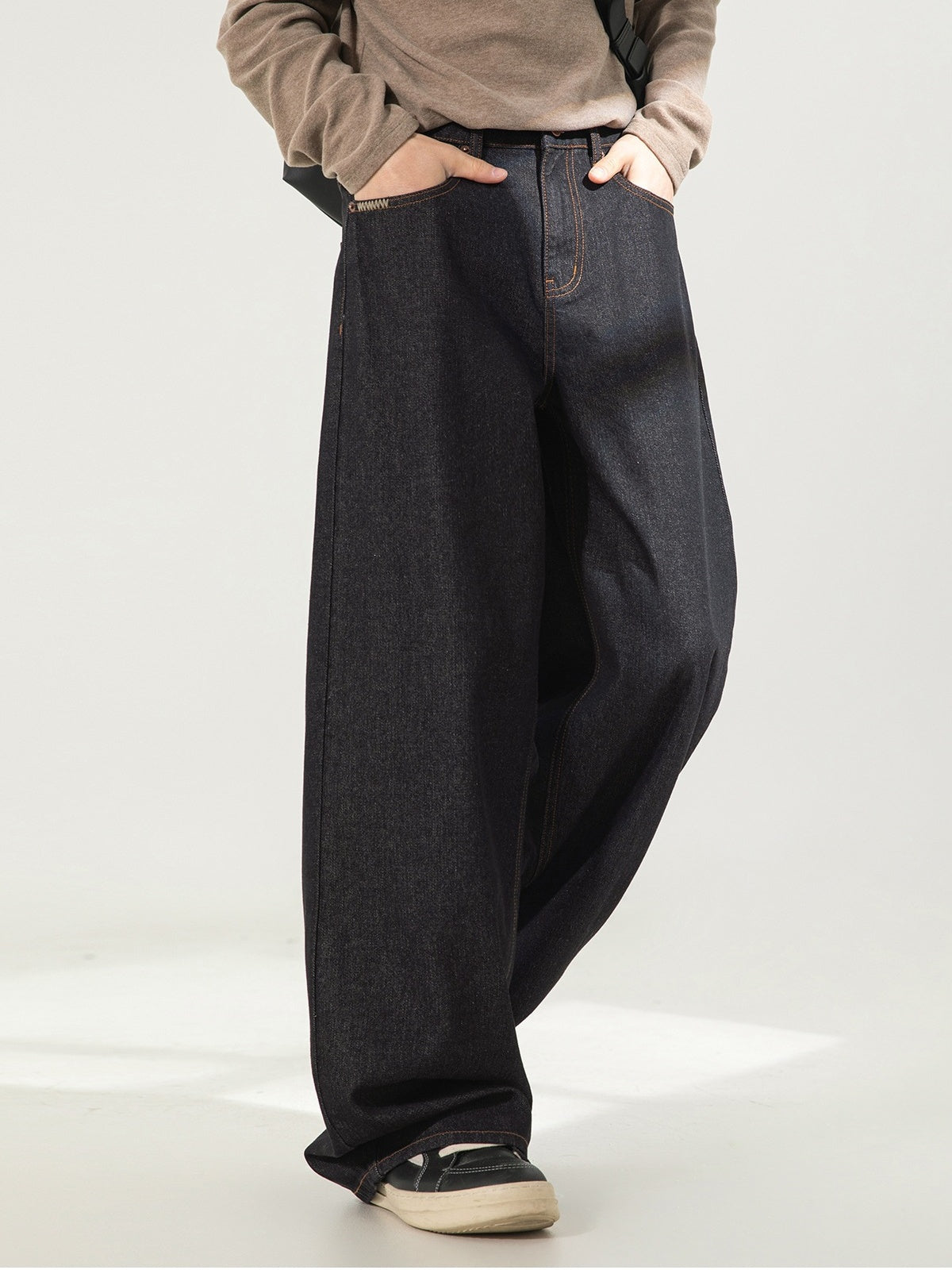 Retro Color-blocked Loose-fit Straight-fit Jeans