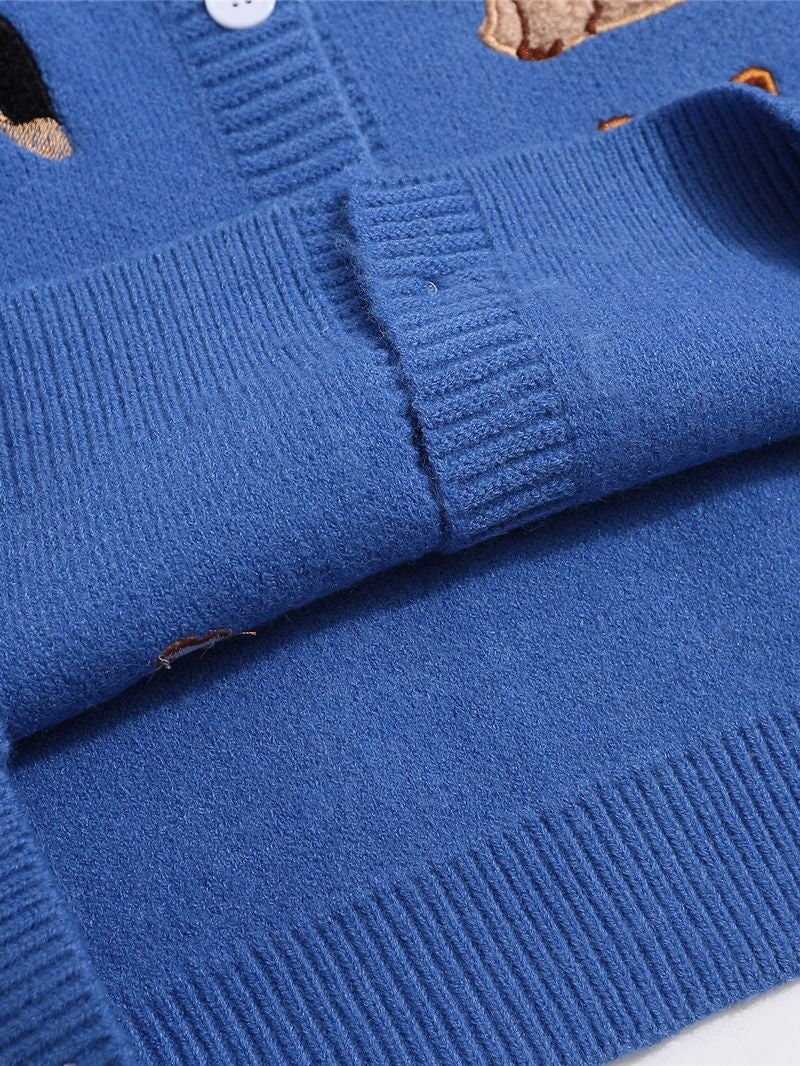 Christmas Retro Cute Cat Embroidery Lapel Sweater