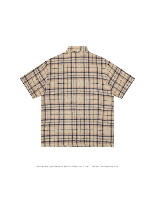 Gothic Style Splashing Ink Printed Plaid Shirts