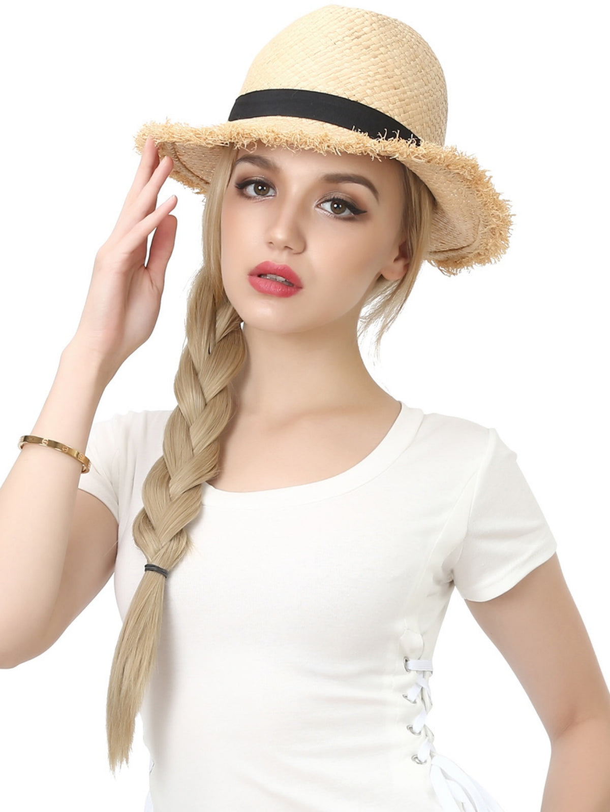 U-shaped Half-head Wig With Seamless Hair Extensions, One-piece Long Straight Wig
