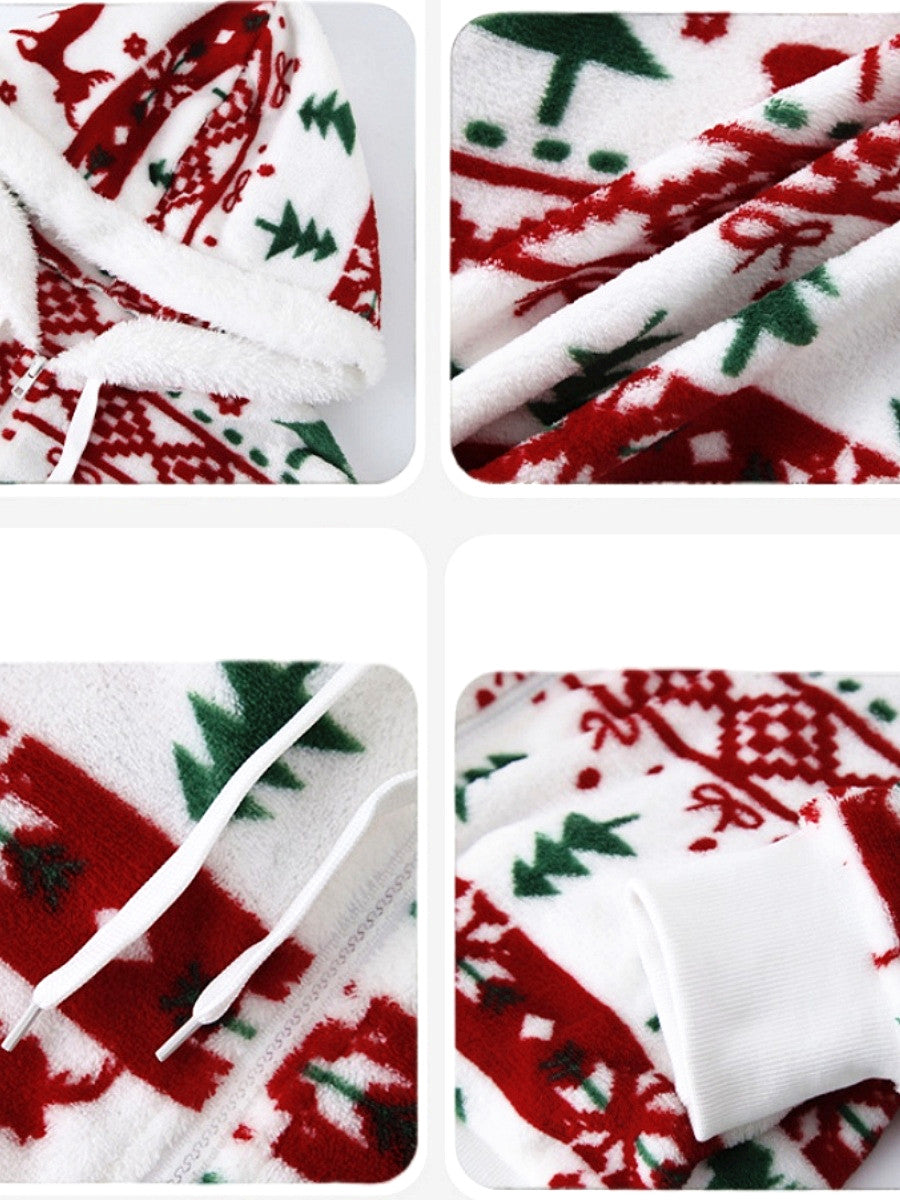 Christmas Cardigan Pocket Hooded Jacket