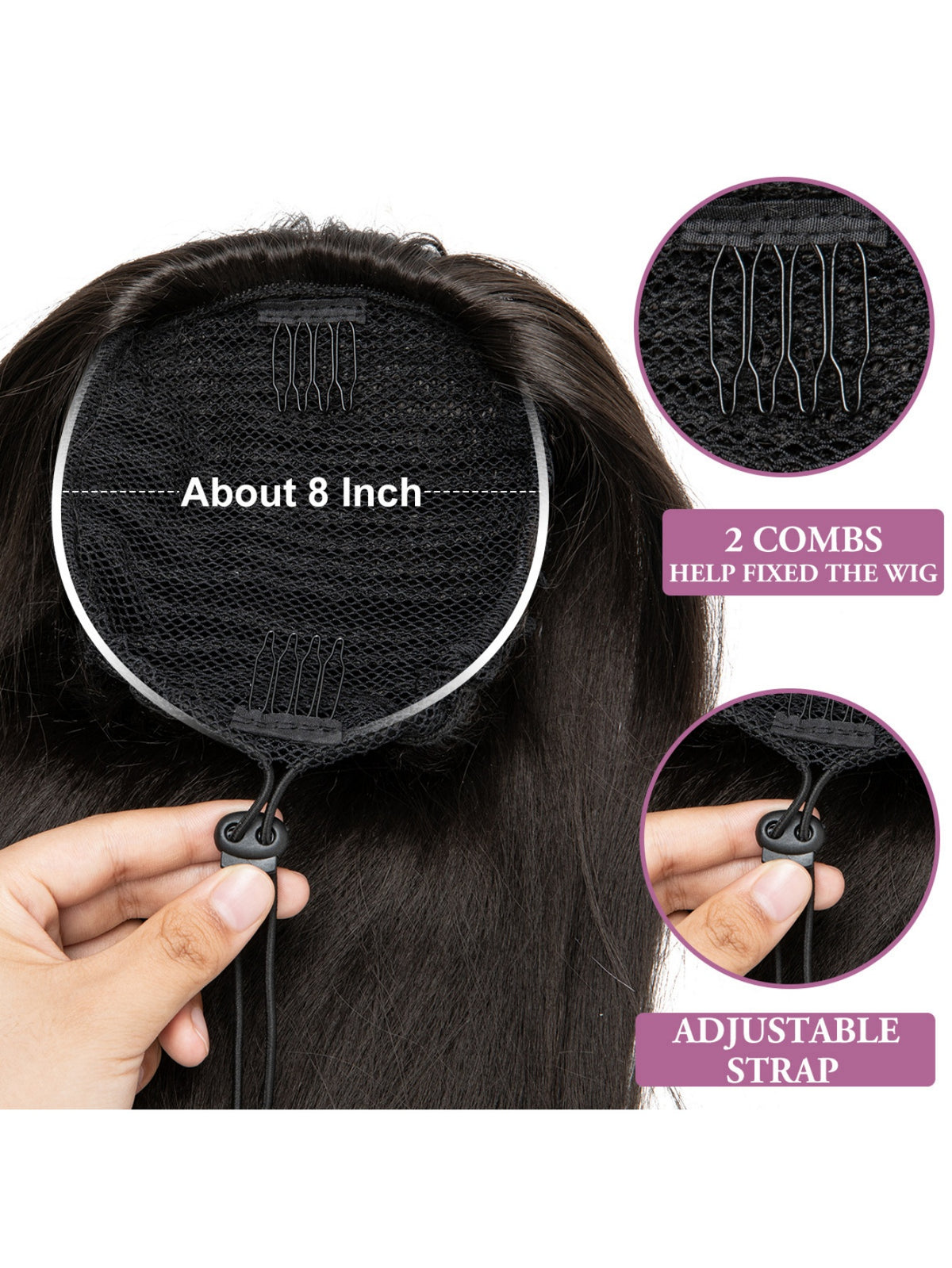 Slightly Curled Short Hair With Drawstring Ponytail, Made Of Synthetic High-temperature Silk Wig
