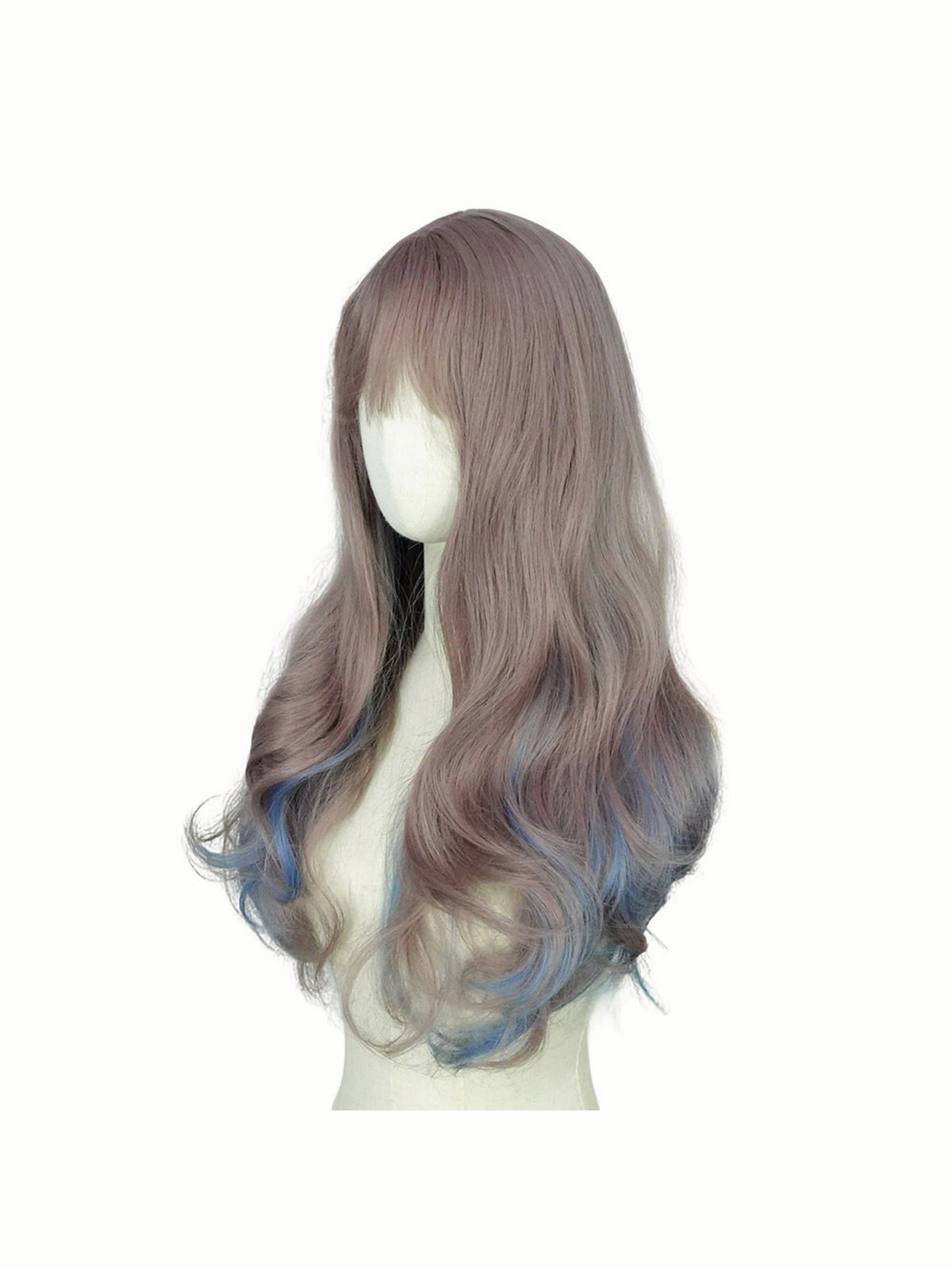Colored Synthetic Fiber Long Wavy Curl Wig