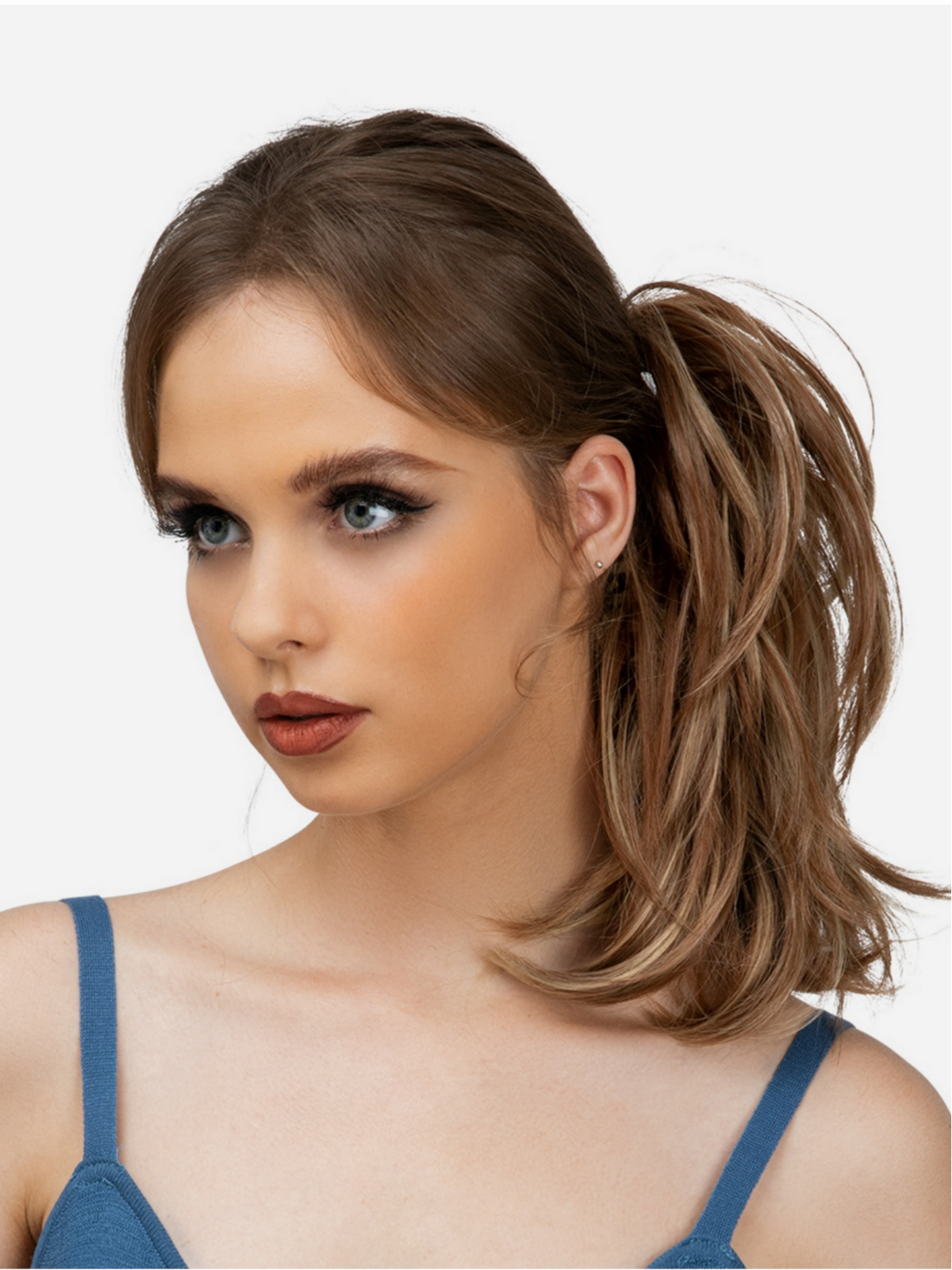 Short, Curled Ponytail Wig With Clip