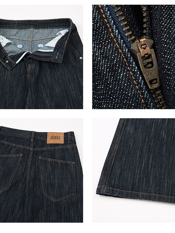 Retro Washing Bamboo Pattern Type A Cleanfit Drape Jeans