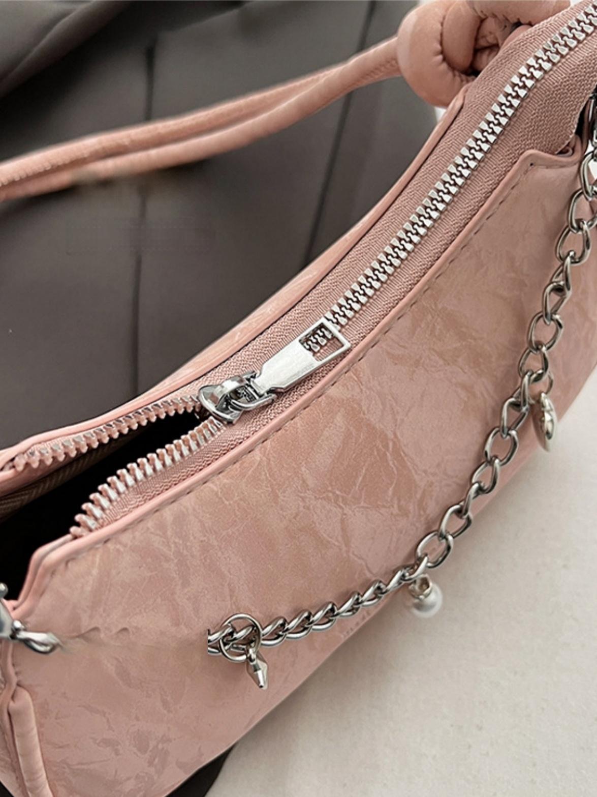 Heart-shaped Metal Chain Crossbody Bag