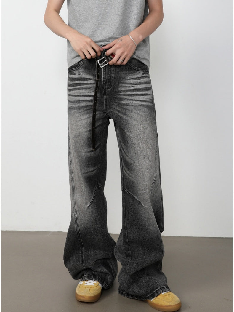 Retro Washed Patchwork Distressed Jeans