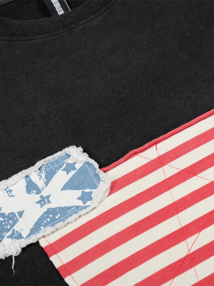 Stripes Punk Splashing Ink Leisure Loose-fit T-shirts