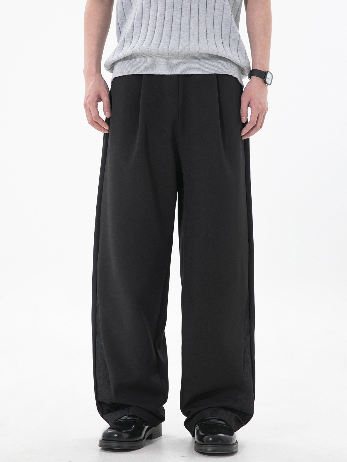 New Chinese Style Dark Pattern Jacquard Patchwork Pants