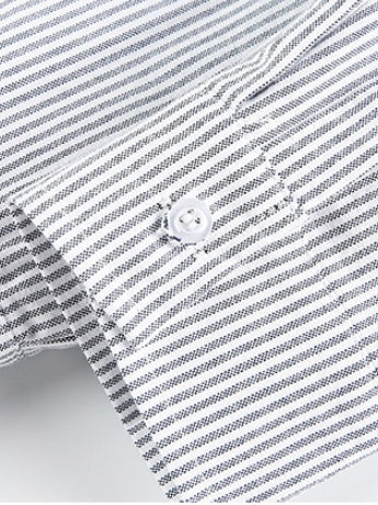 Splicing Fake Two Pieces Vertical Strip Long-sleeved Shirt With Pattern