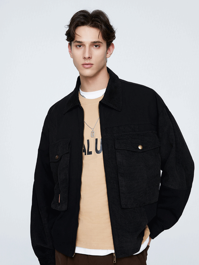 Splicing Contrasting Colors Design Outdoor Leisure All-match Lightweight Work Jacket