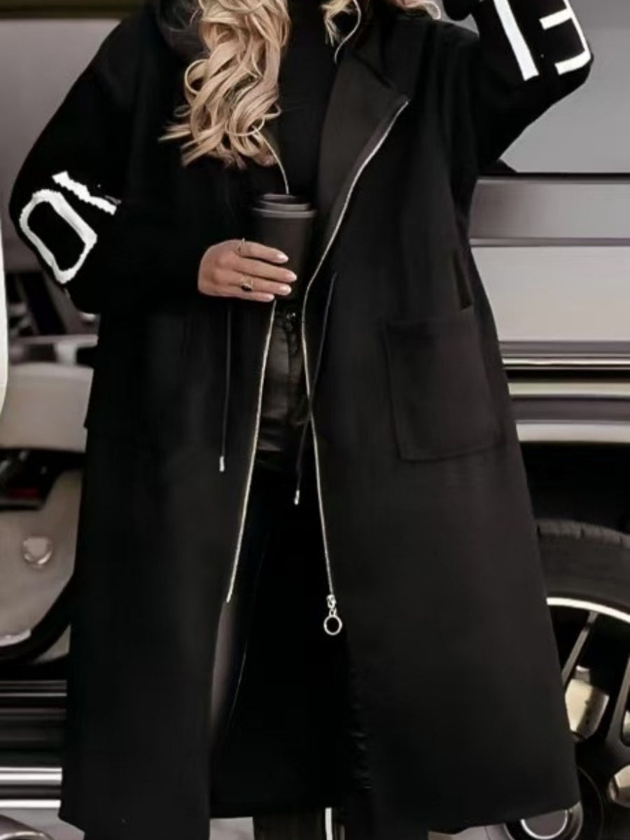 Liber Autumn Women's Pocket Letter Drawstring Long Trench Coats