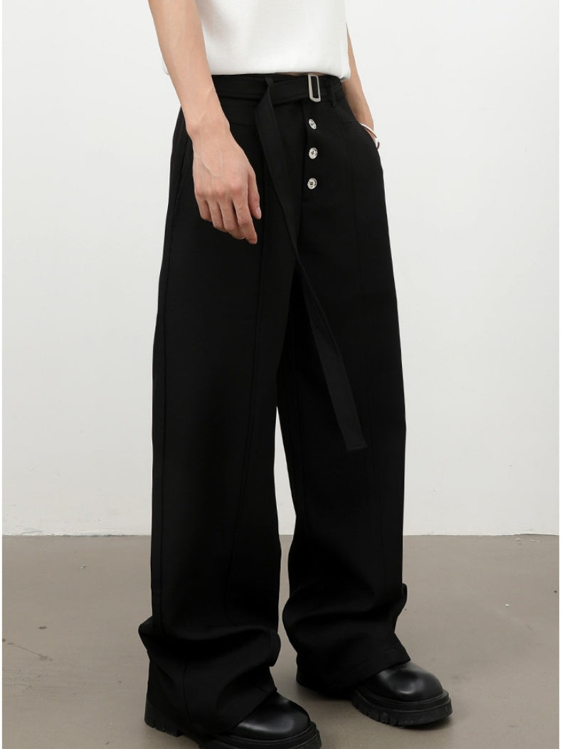 Stereo Multiple Buttons Straight-fit Dress Pants Pants