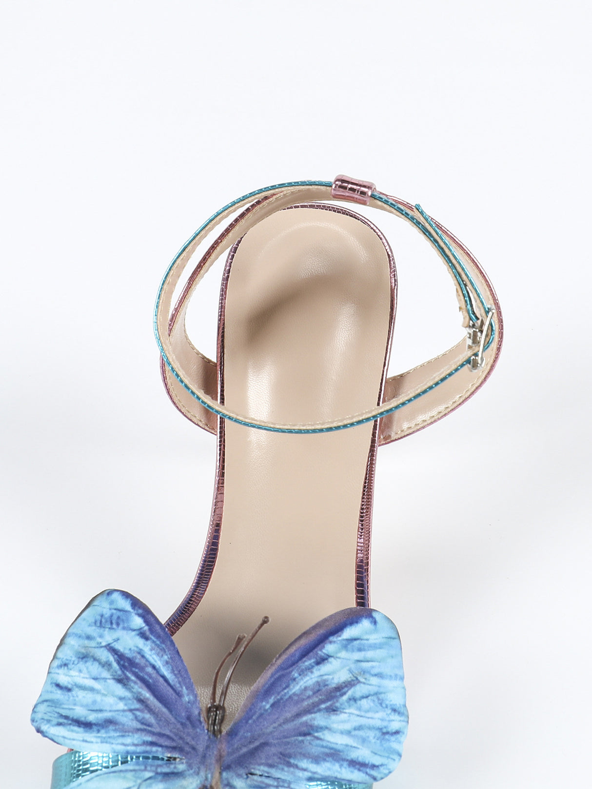 3D Butterfly Iridescent High-Heeled Sandals
