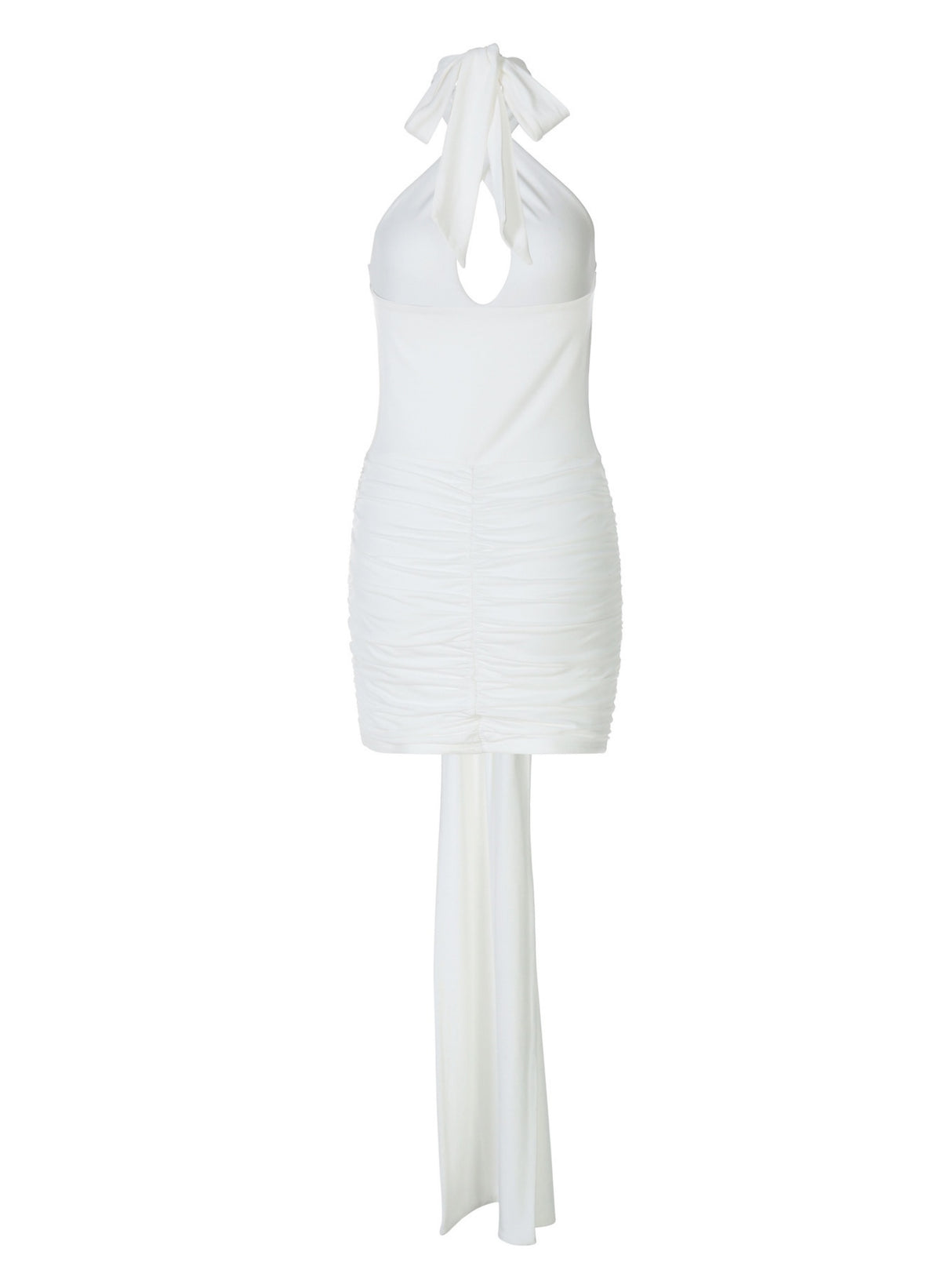Metal Decoration Halter Neck Deep V Cross Straps Exposed Backpack Buttocks Pleated Mini&Short Dresses