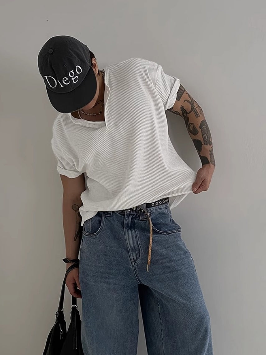 Henry Collar Simplicity Lightweight Breathable T-shirts