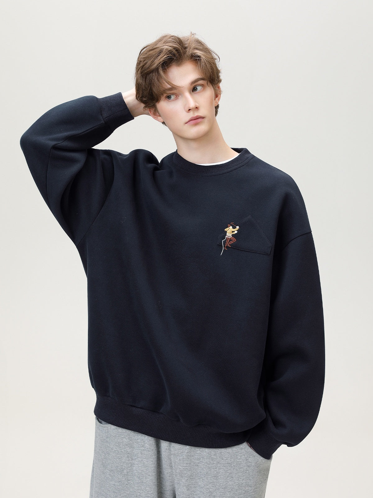 Liber Autumn Men's Embroidered Pattern Pattern Sweatshirts