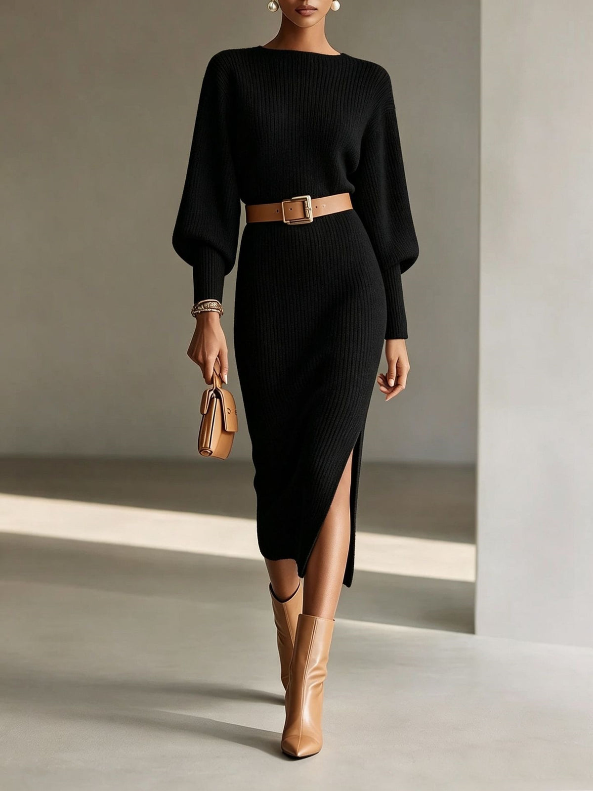 French-style Elegant Off-the-shoulder Long-sleeved Sweater