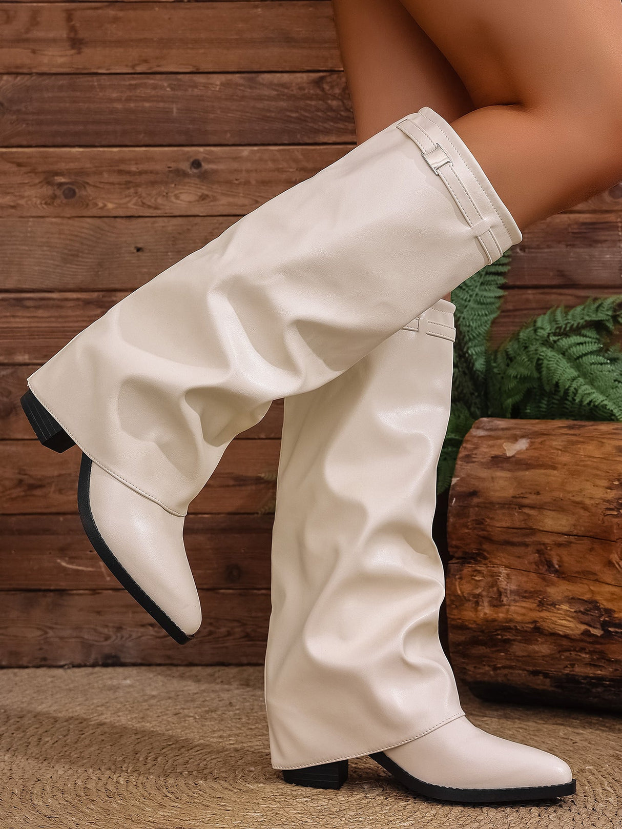 Pleated High-heeled Women's Boots