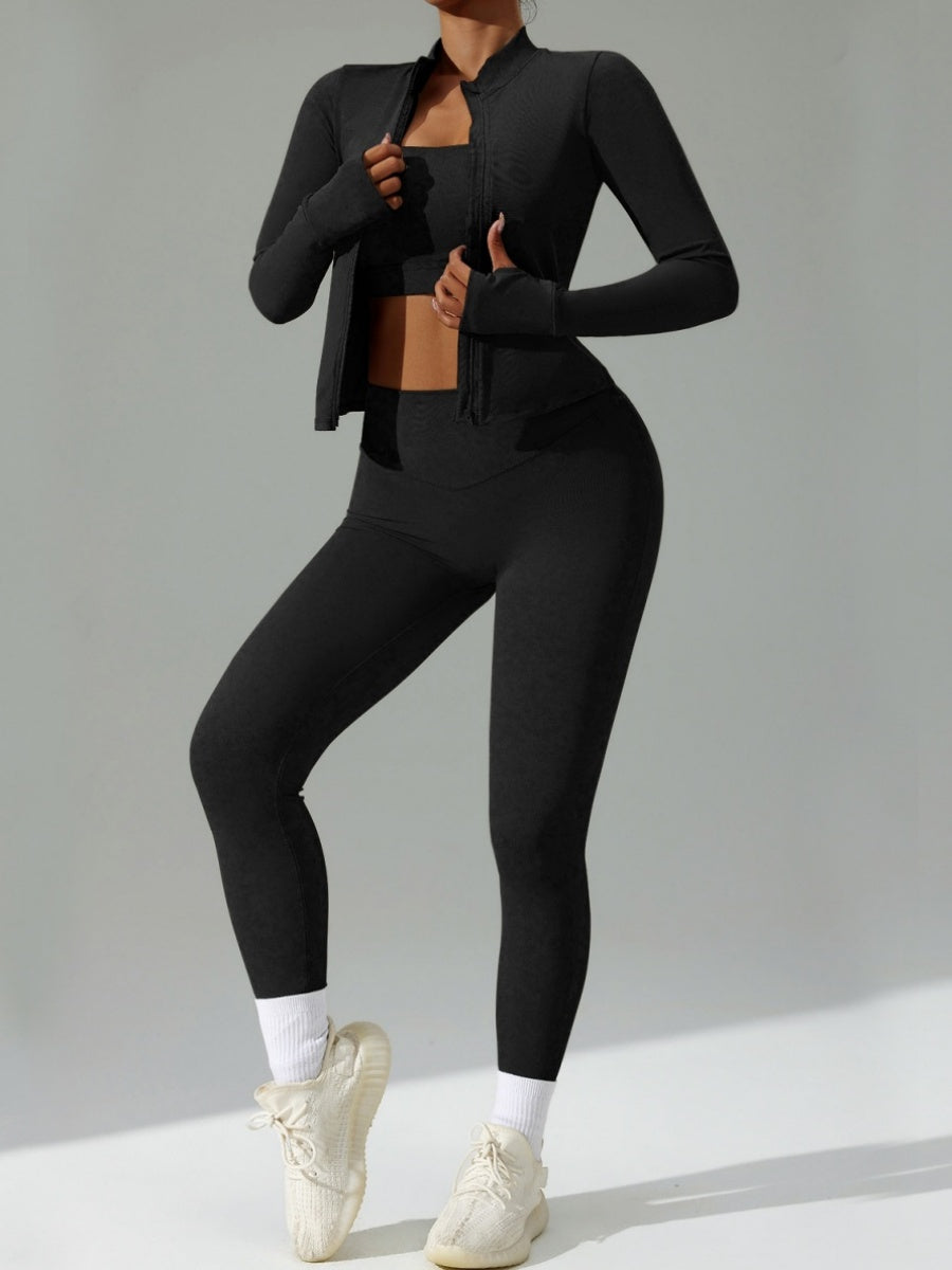 Tight Fit Yoga Sports Quick-drying Three-piece Gym Outfit