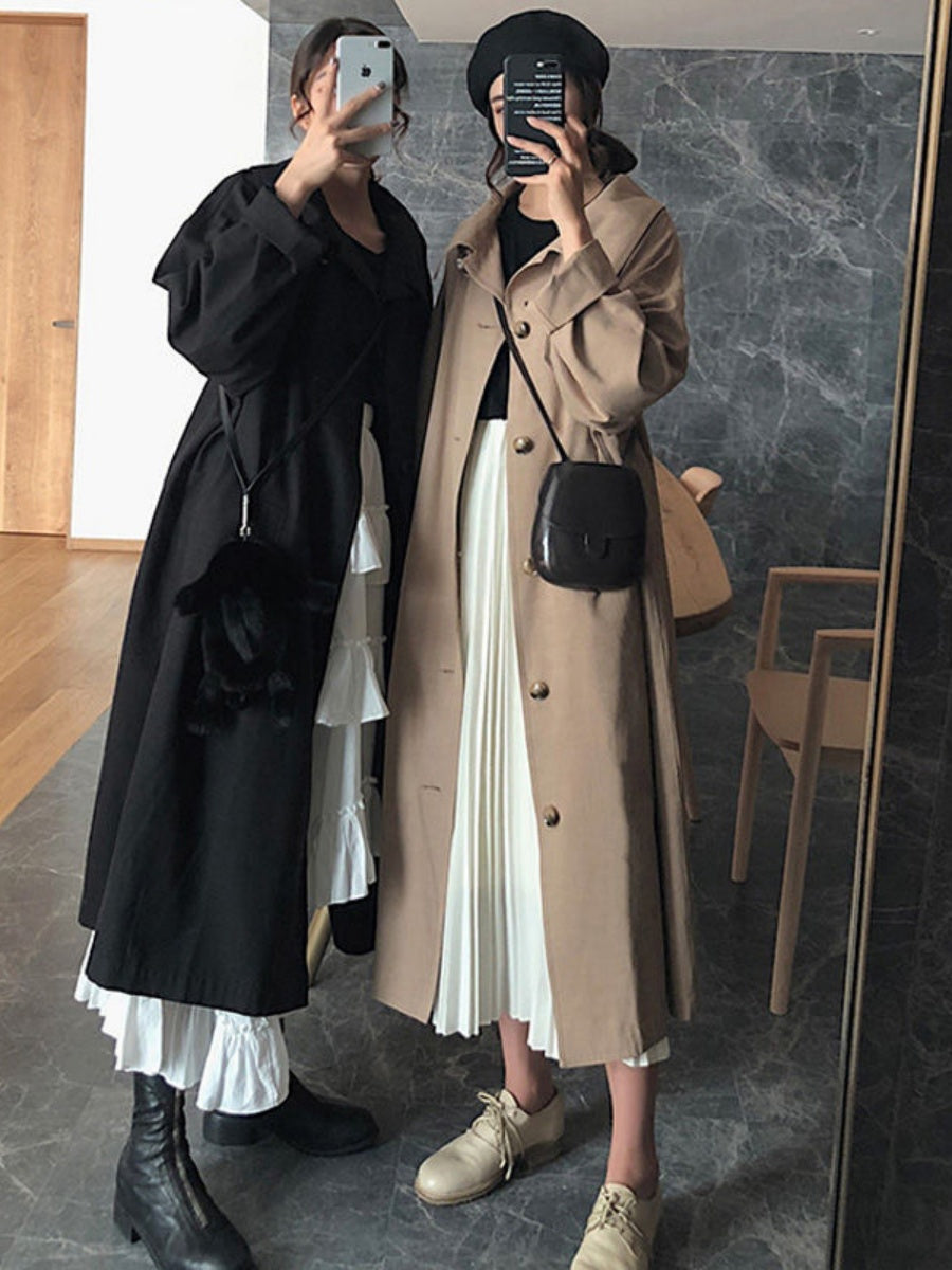 Buttons Loose Mid-length Trench Coats