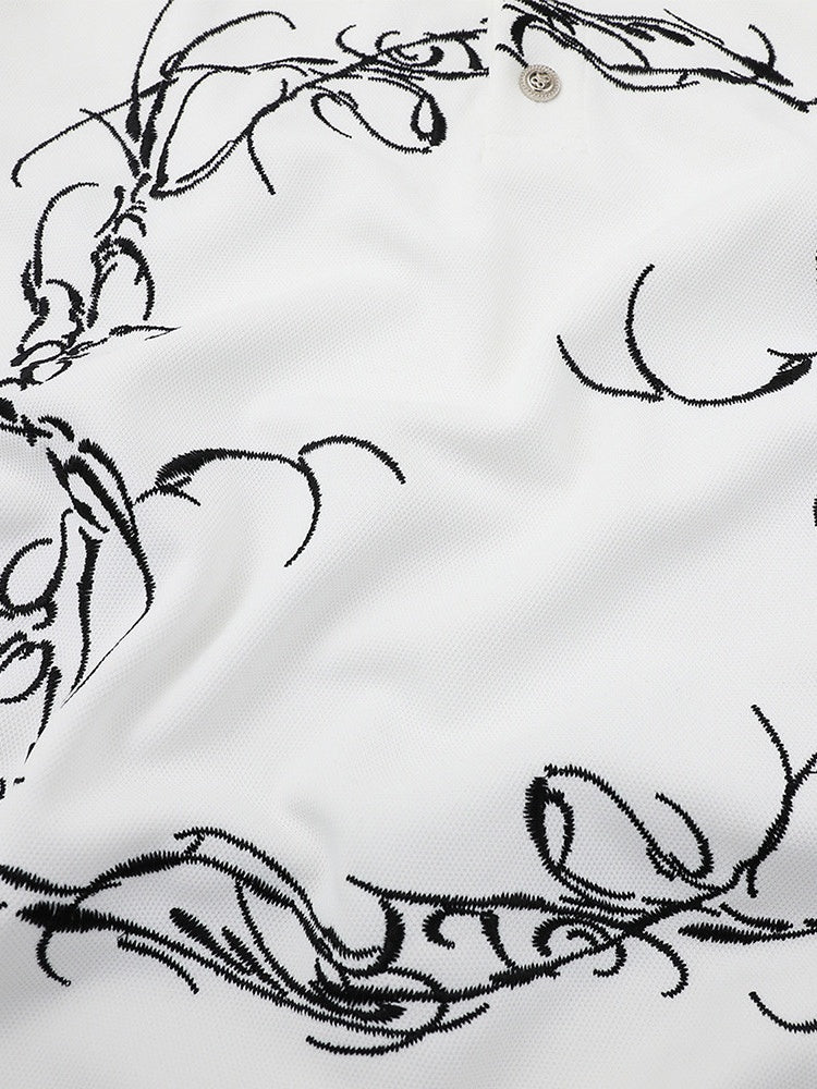 Graffiti Embroidery Loose-fit POLO Shirt