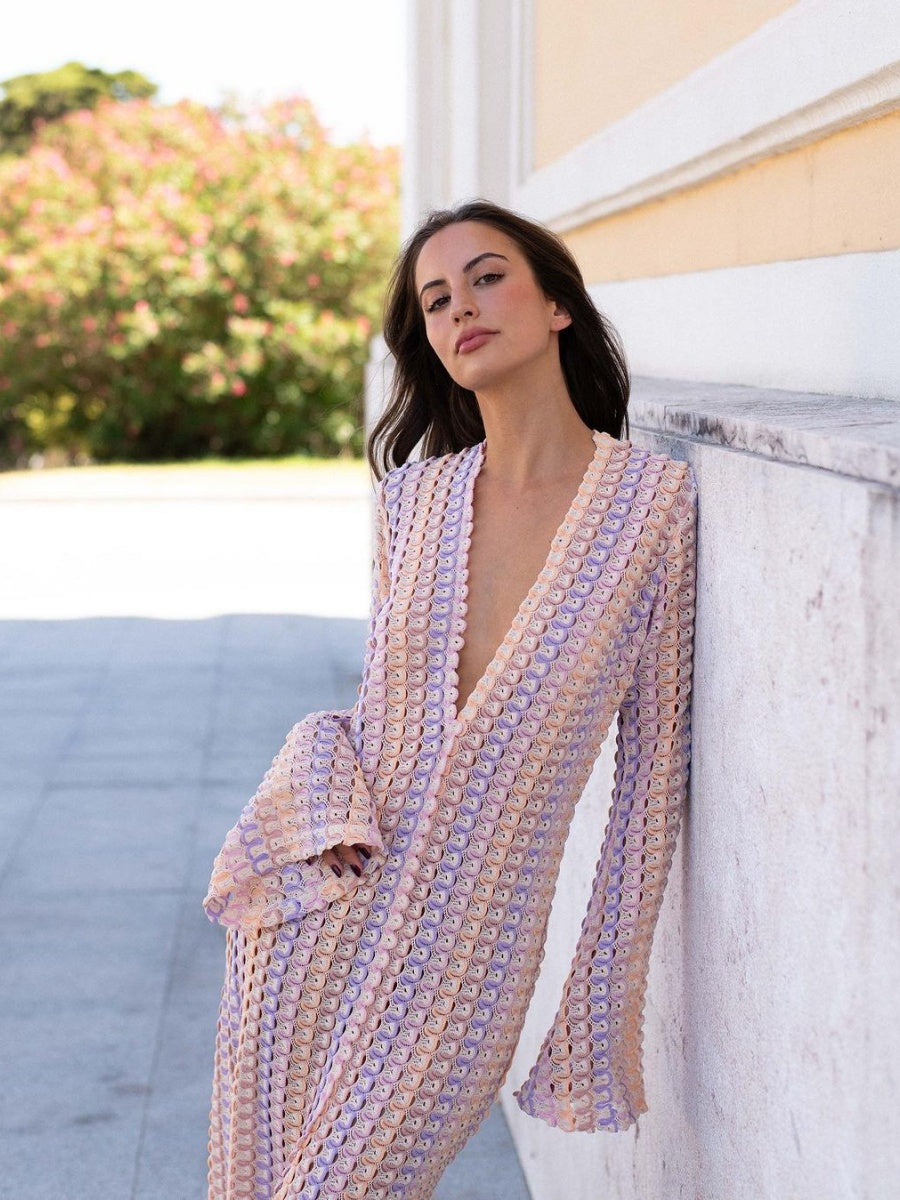 Boho Deep V-Neck Split Maxi Dress