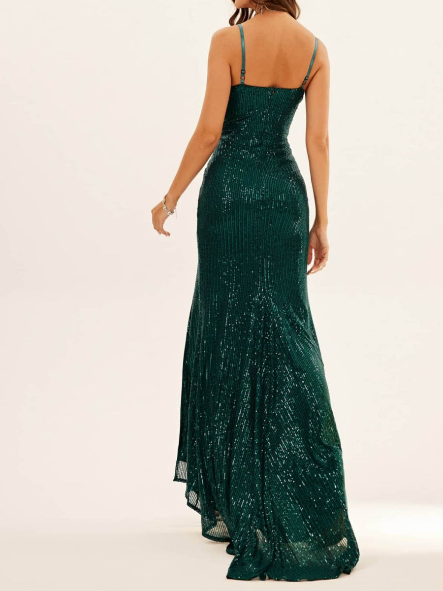 Sequins Slit Maxi Dresses