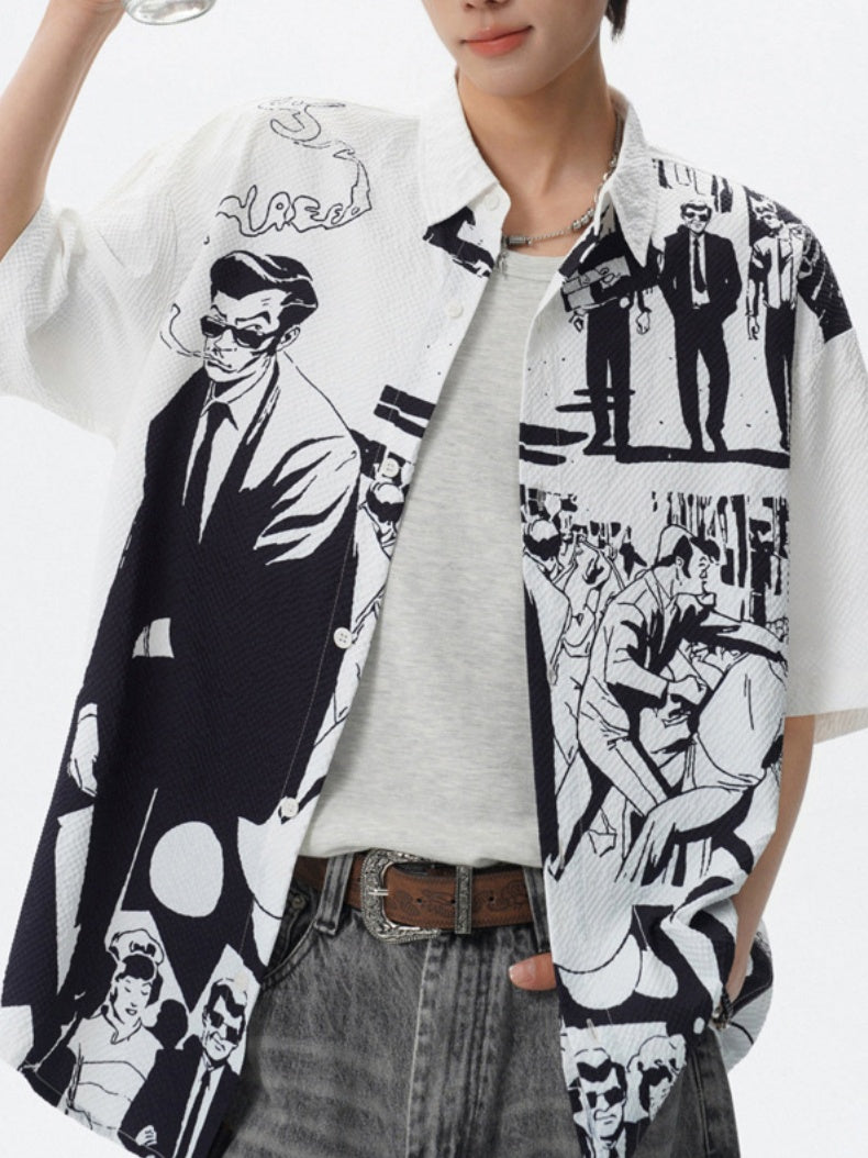 Printed Leisure Loose-fit Beach Shirts