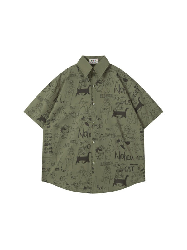 Cartoon Animals Graffiti Oversize Shirts
