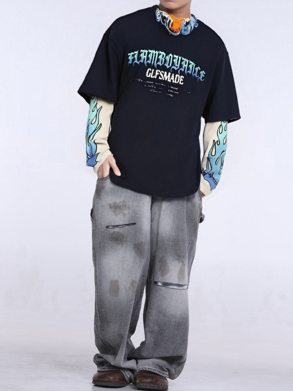 Liber Autumn Neutral wear Color matching Printed T-shirts