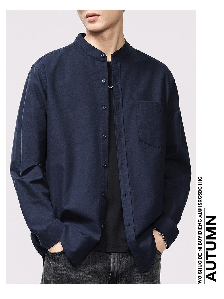 Liber Summer Men's Pocket decoration Solid Color Shirts