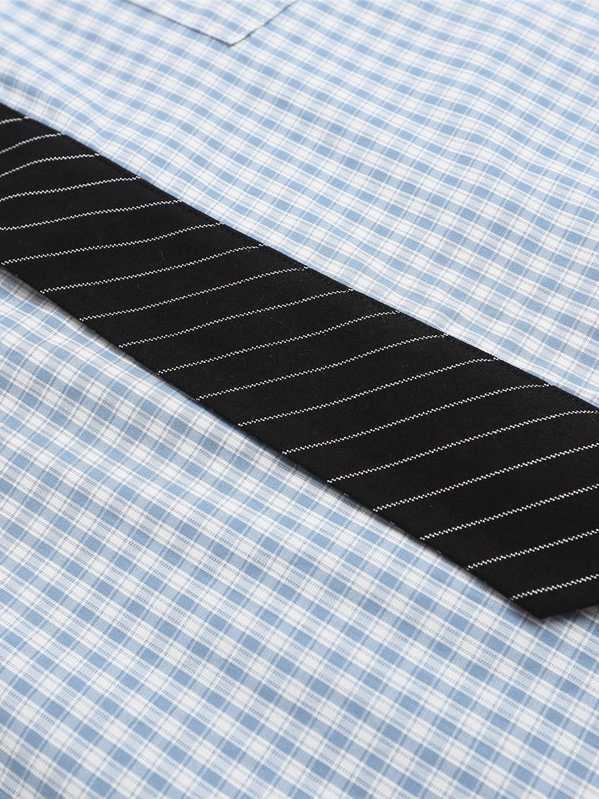 Liber Autumn Neutral wear Tie Plaid Shirts