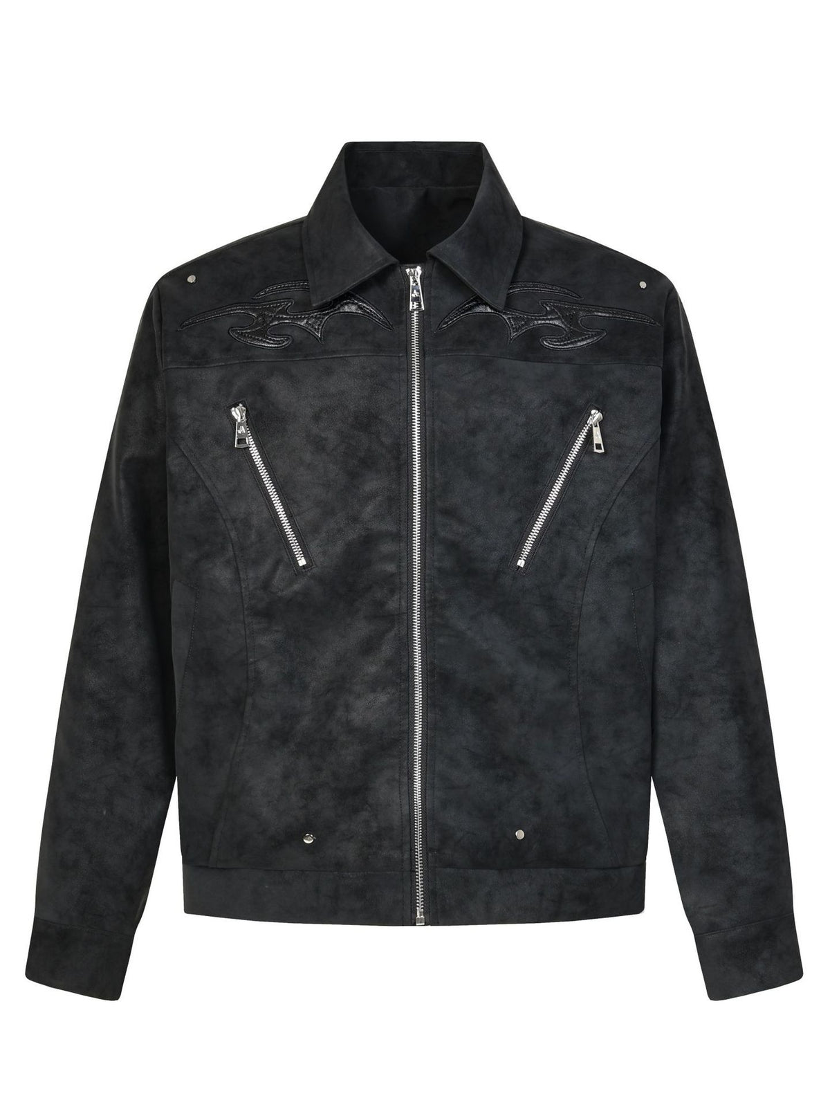 Pu Lightning Embroidery Water Proof Loose-fit Jackets