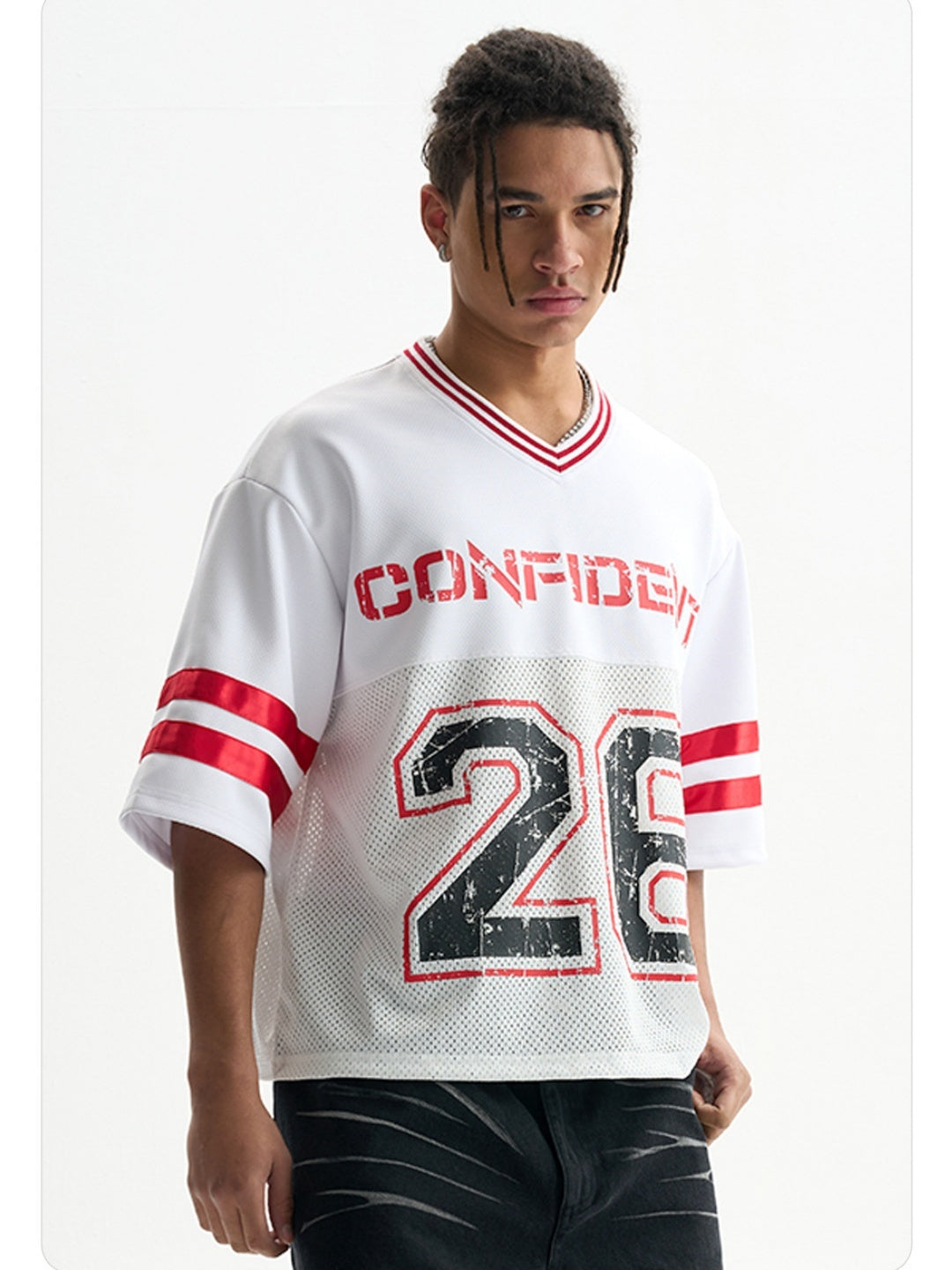Color-blocked Retro Mesh Jersey Boxy Boxy T-shirts