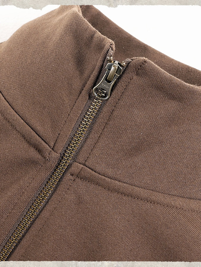 Liber Autumn Neutral wear Zipper decoration Solid Color Sweatshirts&Hoodies