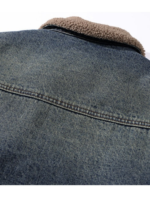Retro Maillard Fleece Denim Jacket