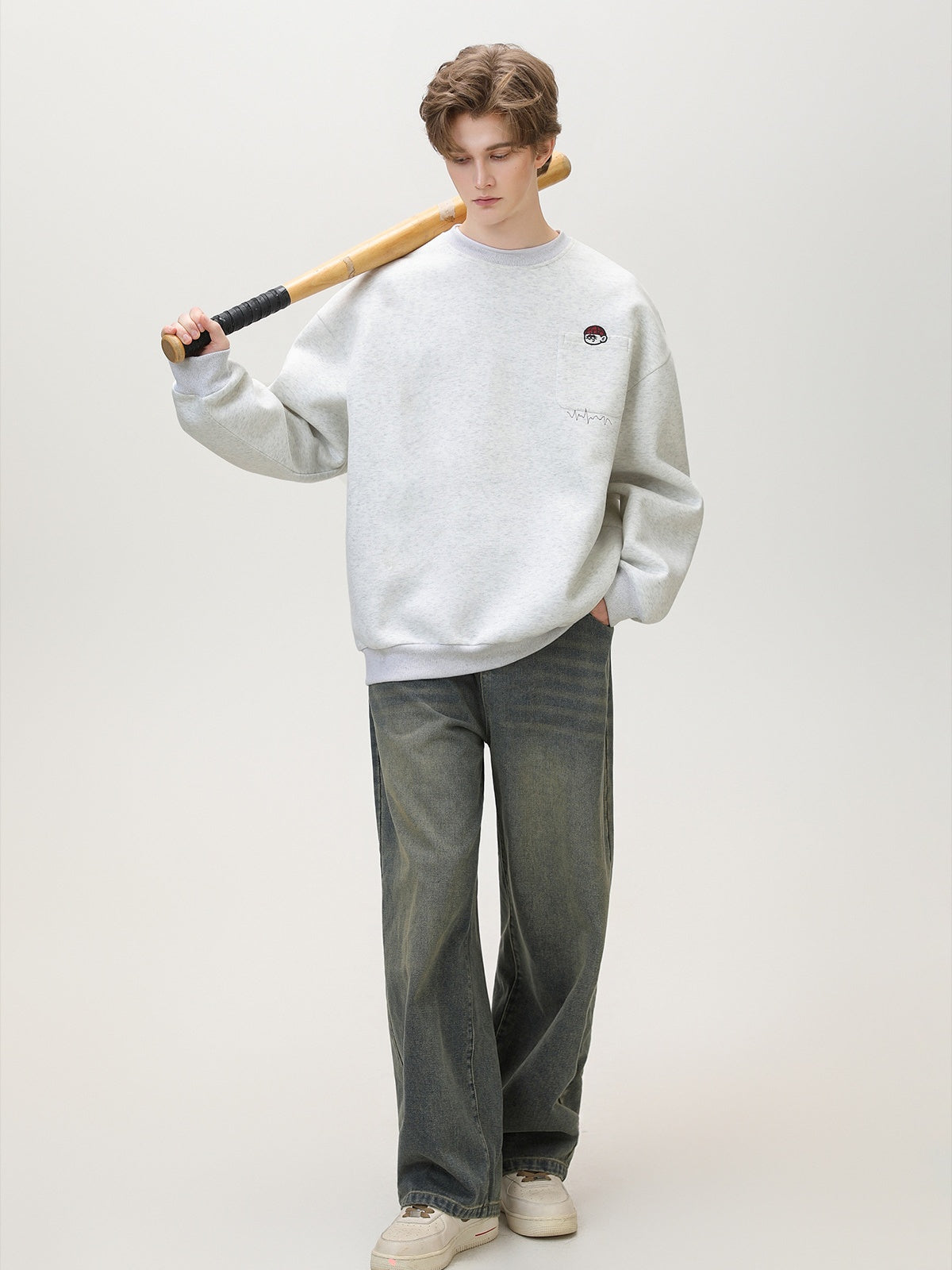 Liber Autumn Men's Pocket decoration Pattern Sweatshirts