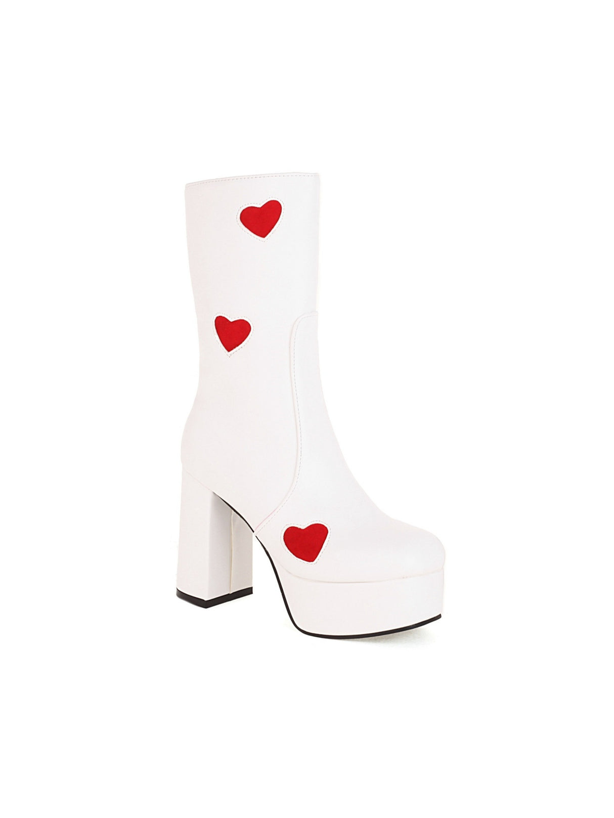 Heart-shaped Platform Mid-calf Boots
