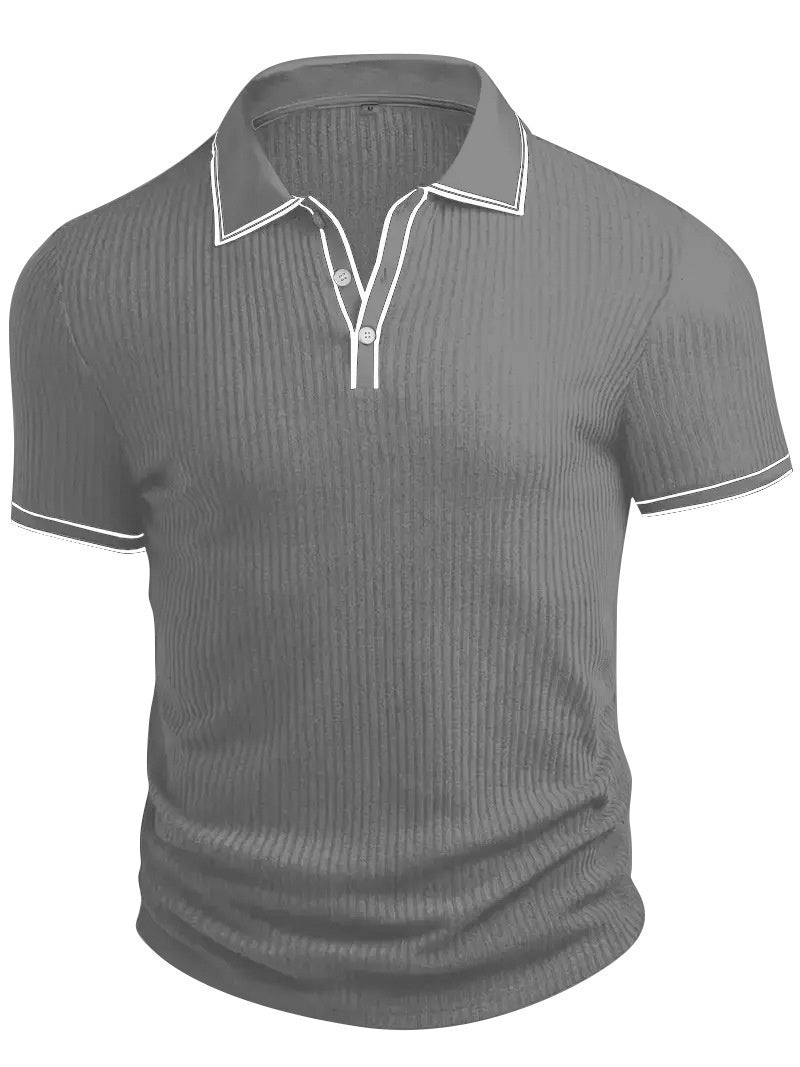 Color Matching Stripes Polo Shirt