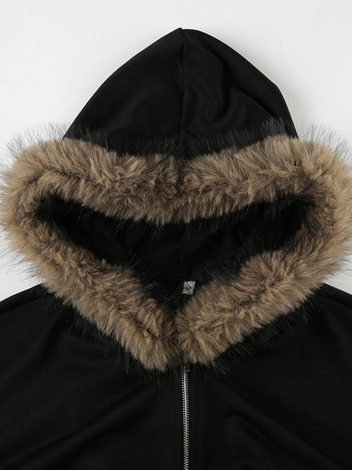 Waist Shaping Plush Patchwork Hoodies Zipper Jackets