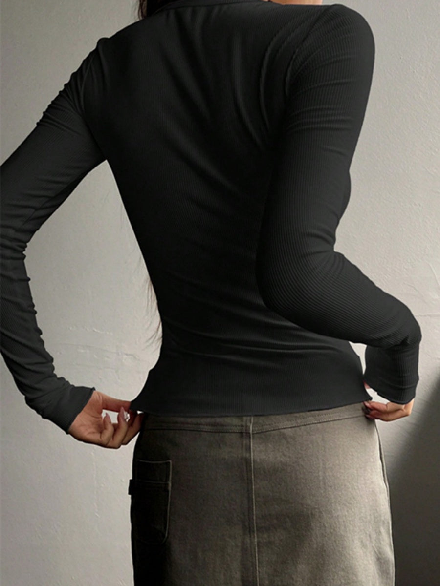 T-shirt à manches longues boutonné