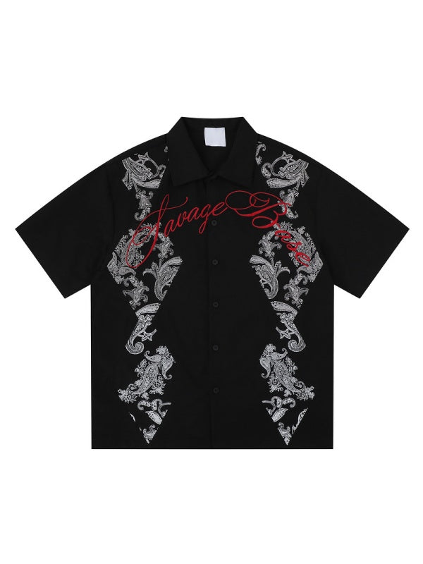 Retro Cashew Flowers Pattern Printed Loose-fit Shirts